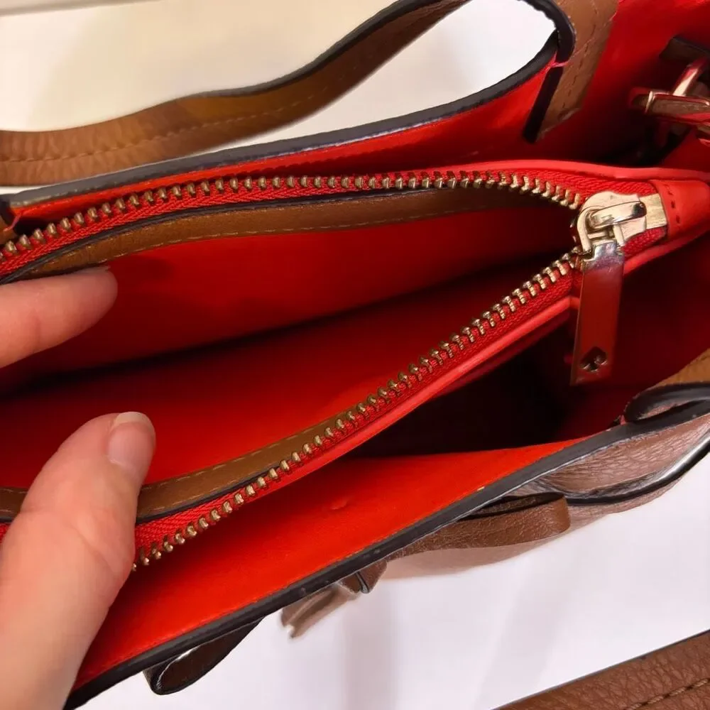 Kate Spade Brown Pebbled Leather Satchel‎ Crossbody Purse